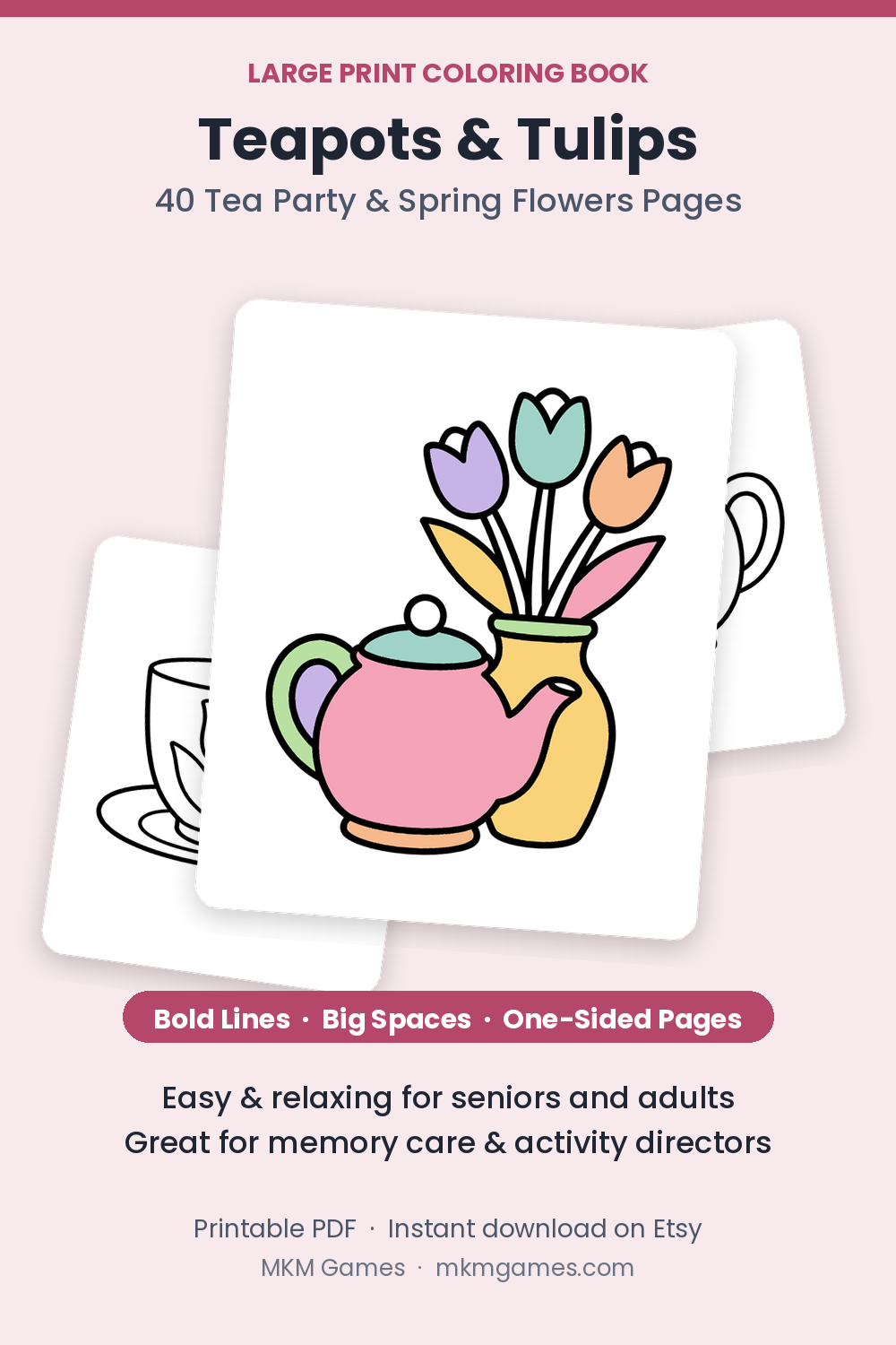 Teapots & Tulips coloring book cover