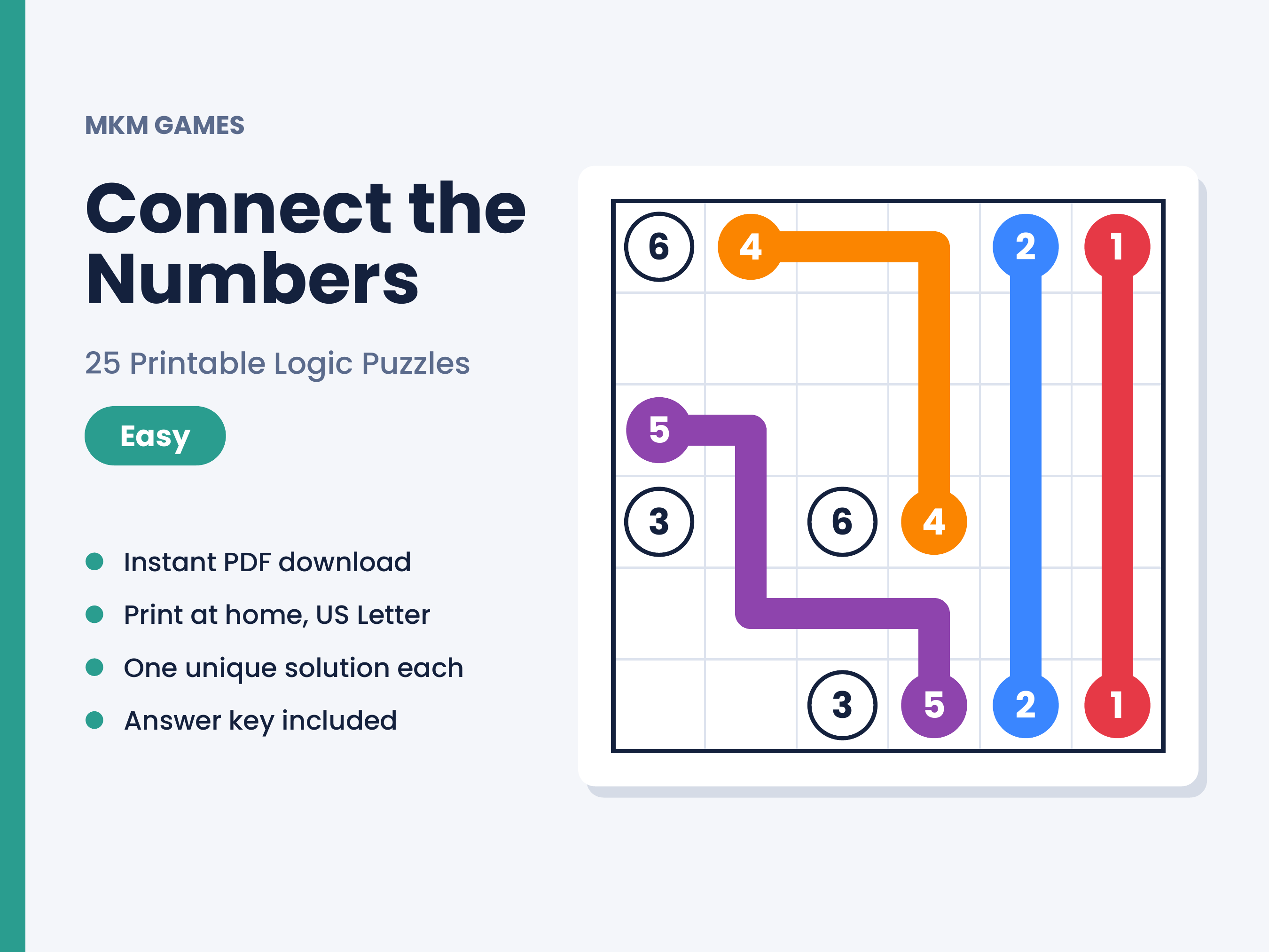 Connect the Numbers: Easy — 25 puzzles