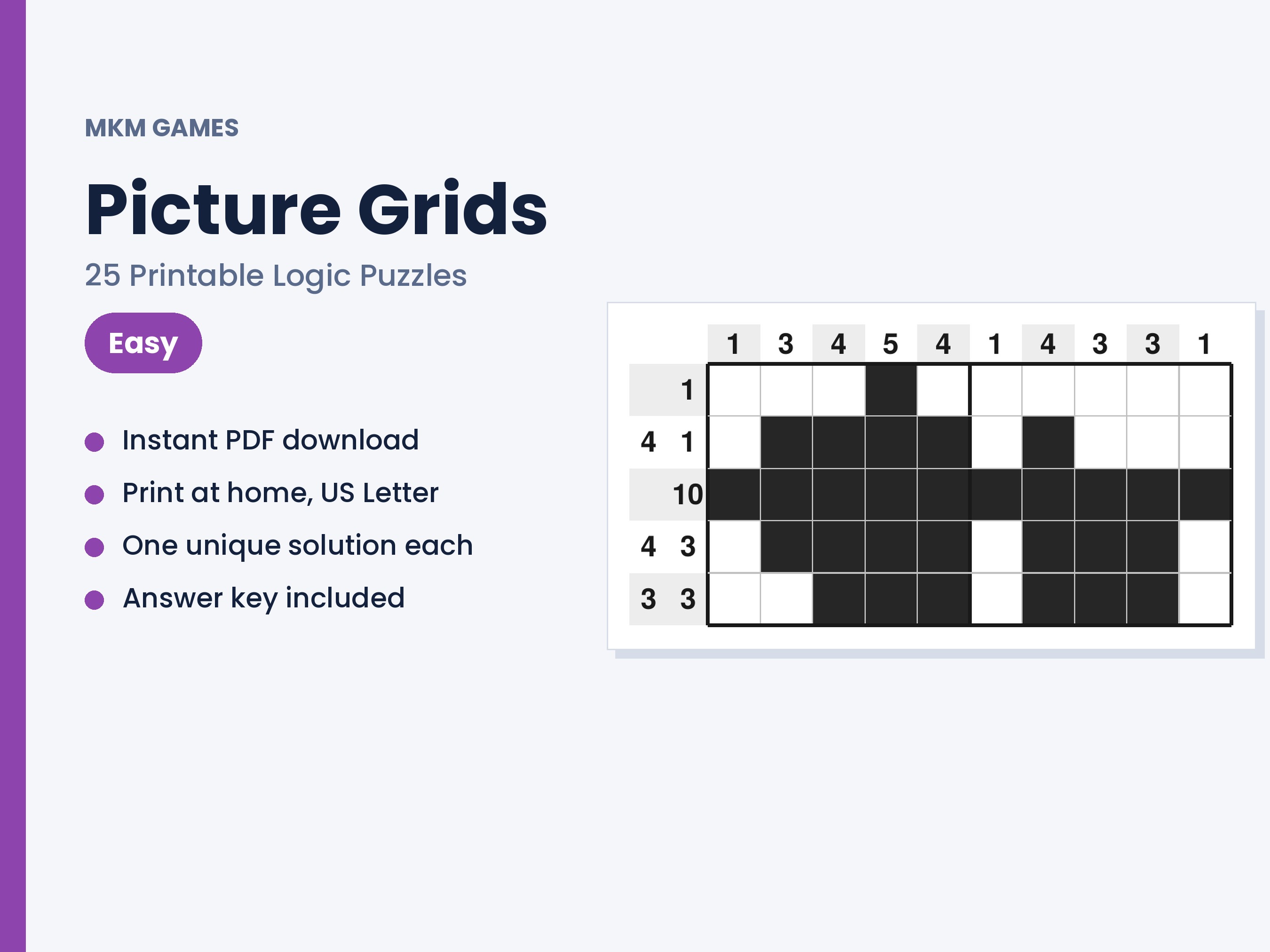 Picture Grids: Easy — 25 puzzles