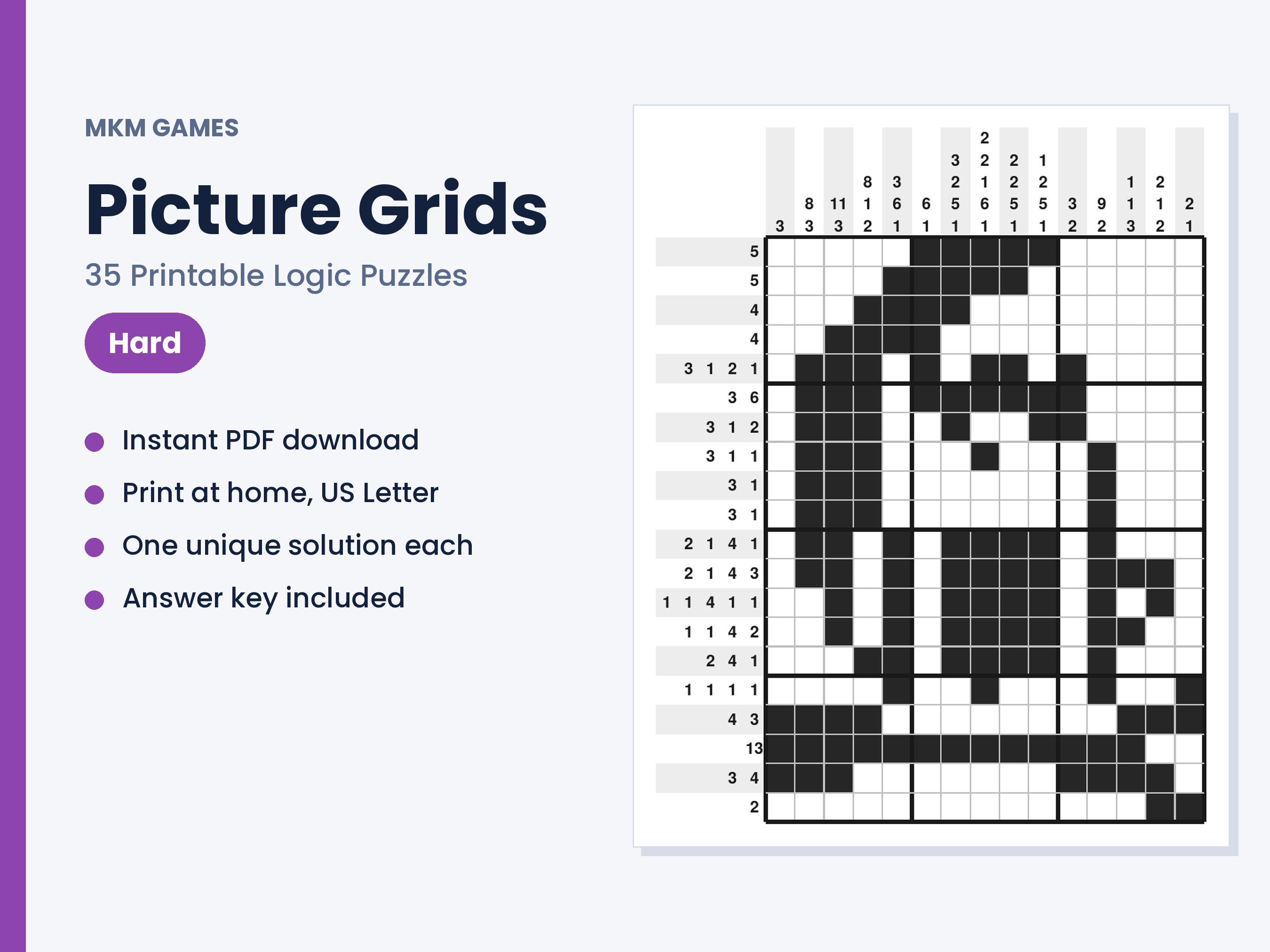 Picture Grids: Hard — 35 puzzles
